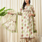 JAITPURIYA FASHION Floral Printed Empire Pure Cotton Flared Anarkali Kurta With Trousers & Dupatta