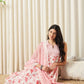 Red Floral Printed Empire Pure Cotton Anarkali Kurta With Trousers & Dupatta Set