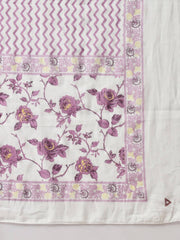 Purple printed kurta with trousers with dupatta