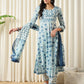 Blue printed Kurta with Trousers with dupatta