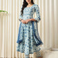 Blue printed Kurta with Trousers with dupatta