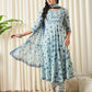 Blue printed Kurta with Trousers with dupatta