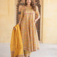 Jaitpuriya Women Mustard Yellow Anarkali Kurta Pant Dupatta Set