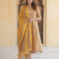 Jaitpuriya Women Mustard Yellow Anarkali Kurta Pant Dupatta Set