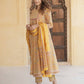 Jaitpuriya Women Mustard Yellow Anarkali Kurta Pant Dupatta Set