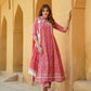 Jaitpuriya Women Pink Angrakha Kurta Pant Dupatta Set