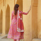 Jaitpuriya Women Pink Angrakha Kurta Pant Dupatta Set