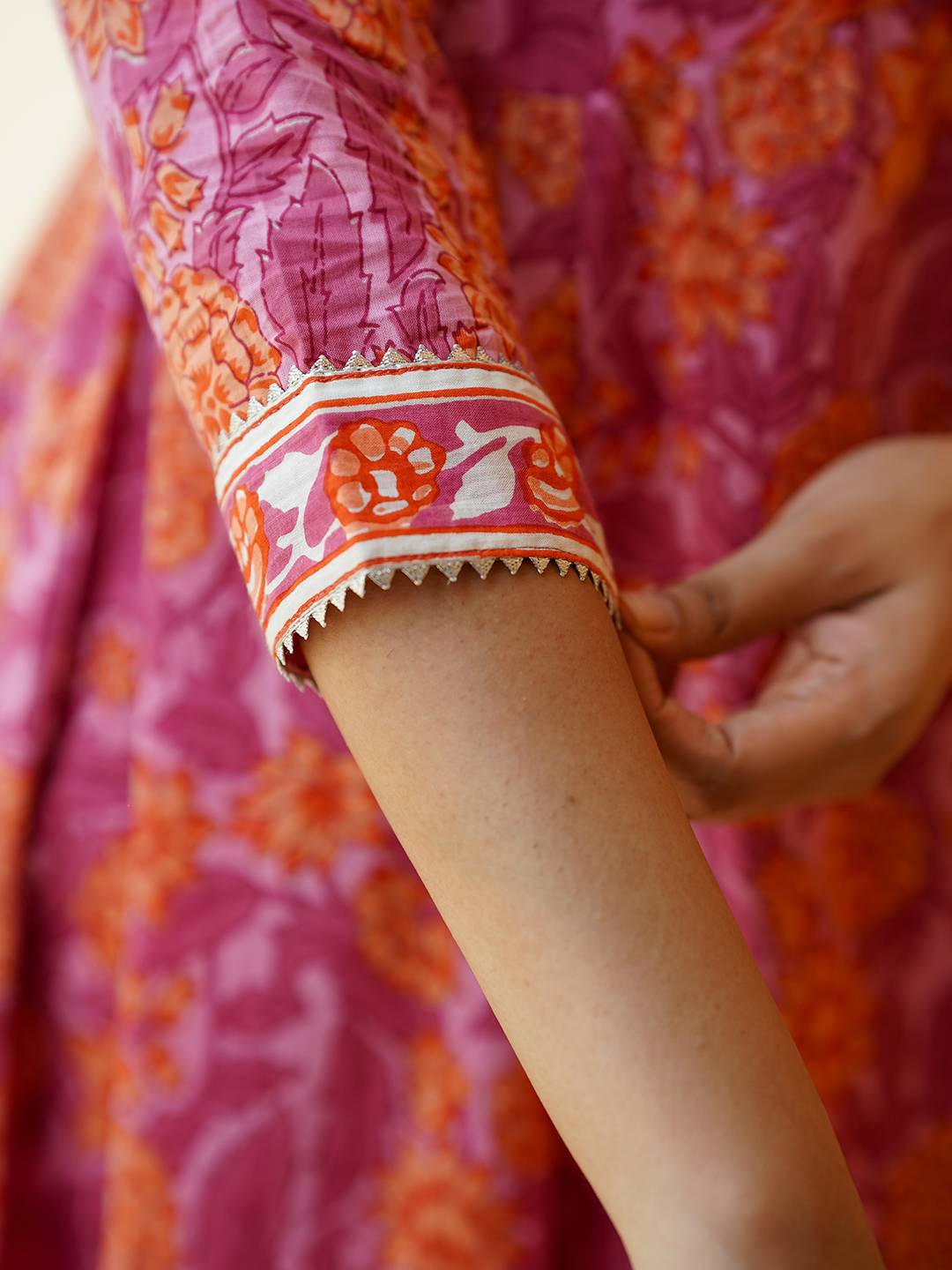 Jaitpuriya Women Pink Angrakha Kurta Pant Dupatta Set