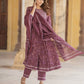 Jaitpuriya Women Mauve Anarkali Kurta Pant Dupatta Set