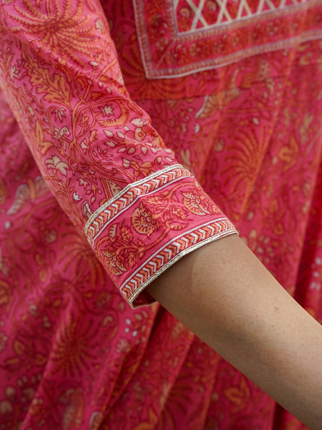 Jaitpuriya Women Pink Ethnic motifs Anarkali Kurta Pant Dupatta Set