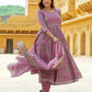 Jaitpuriya Women Mauve Gotta Patti Anarkali Kurta Pant Dupatta Set