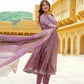 Jaitpuriya Women Mauve Gotta Patti Anarkali Kurta Pant Dupatta Set