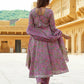 Jaitpuriya Women Mauve Gotta Patti Anarkali Kurta Pant Dupatta Set