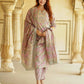 Jaitpuriya Floral Printed Mirror Work Pure Cotton Straight Kurta With Trousers & Dupatta