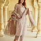 Jaitpuriya Floral Printed Mirror Work Pure Cotton Straight Kurta With Trousers & Dupatta