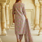 Jaitpuriya Floral Printed Mirror Work Pure Cotton Straight Kurta With Trousers & Dupatta