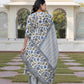 Jaitpuriya Women Blue And Off White A-Line Kurta Bottom And Dupatta