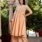 Jaitpuriya Women Peach Embroidered Anarkali Kurta Bottom And Dupatta