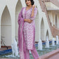 Jaitpuriya Women Mauve Embroidered Straight Kurta Bottom And Dupatta