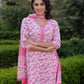 Jaitpuriya Women Pink Embroidered Straight Kurta Bottom And Dupatta