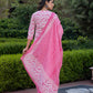 Jaitpuriya Women Pink Embroidered Straight Kurta Bottom And Dupatta