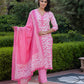 Jaitpuriya Women Pink Embroidered Straight Kurta Bottom And Dupatta