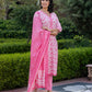 Jaitpuriya Women Pink Embroidered Straight Kurta Bottom And Dupatta