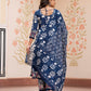 Jaitpuriya Women Blue Mirror Work Chikankari Anarkali Kurta Bottom And Dupatta