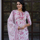 Jaitpuriya Women Pink And White Zari Work Straight Kurta Bottom And Dupatta