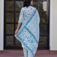 Jaitpuriya Women Sky Blue And White Zari Work Straight Kurta Bottom And Dupatta