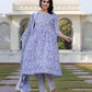 Jaitpuriya Women Blue Mirror Work Anarkali Kurta Bottom And Dupatta