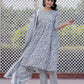 Jaitpuriya Women Grey Mirror Work Anarkali Kurta Bottom And Dupatta