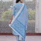 Jaitpuriya Women Turquoise blue Mirror Work Anarkali Kurta Bottom And Dupatta