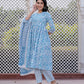 Jaitpuriya Women Turquoise blue Mirror Work Anarkali Kurta Bottom And Dupatta