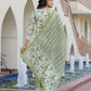 Jaitpuriya Women Green And Off White Floral Print Straight Kurta Bottom And Dupatta