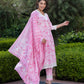 Jaitpuriya Women Pink And Off White Floral Print Straight Kurta Bottom And Dupatta