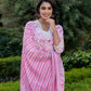 Jaitpuriya Women Pink And Off White Floral Print Straight Kurta Bottom And Dupatta