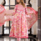 Jaitpuriya Women Purple And Cream Pure Cotton Anarkali Kurta Bottom Dupatta set