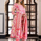 Jaitpuriya Women Purple And Cream Pure Cotton Anarkali Kurta Bottom Dupatta set
