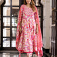 Jaitpuriya Women Purple And Cream Pure Cotton Anarkali Kurta Bottom Dupatta set