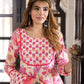 Jaitpuriya Women Purple And Cream Pure Cotton Anarkali Kurta Bottom Dupatta set