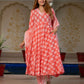 Jaitpuriya Women Peach Floral Print Anarkali Kurta Set with Dupatta