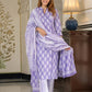 Jaitpuriya Women Blue And White Pure Cotton Straight Kurta Bottom Dupatta set