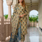Jaitpuriya Women Green And orange Pure Cotton Straight Kurta Bottom Dupatta set