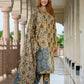 Jaitpuriya Women Green And orange Pure Cotton Straight Kurta Bottom Dupatta set