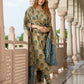 Jaitpuriya Women Green And orange Pure Cotton Straight Kurta Bottom Dupatta set