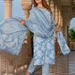 Jaitpuriya Women Blue Pure Cotton Straight Kurta Bottom Dupatta set