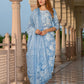 Jaitpuriya Women Blue Pure Cotton Straight Kurta Bottom Dupatta set