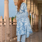 Jaitpuriya Women Blue Pure Cotton Straight Kurta Bottom Dupatta set