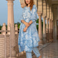 Jaitpuriya Women Blue Pure Cotton Straight Kurta Bottom Dupatta set